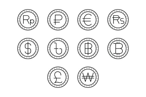 10 Currency Outline Icons Bundle for Global Design Projects