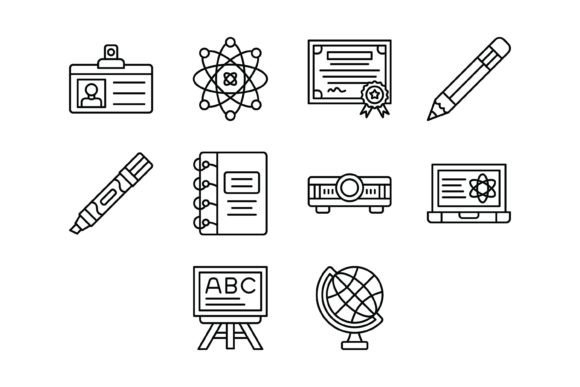 10 Education Outline Icons Bundle: A Designer's Toolkit