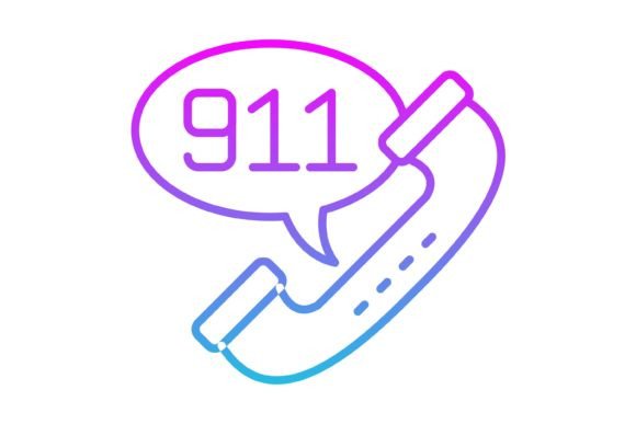 Call 911 Line Gradient Icon: A Modern Design Asset