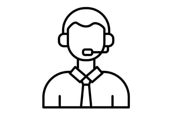 Call Center Agent Outline Icon: Versatile Design Asset
