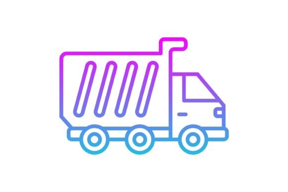 Dump Truck Line Gradient Icon: A Modern Design Asset