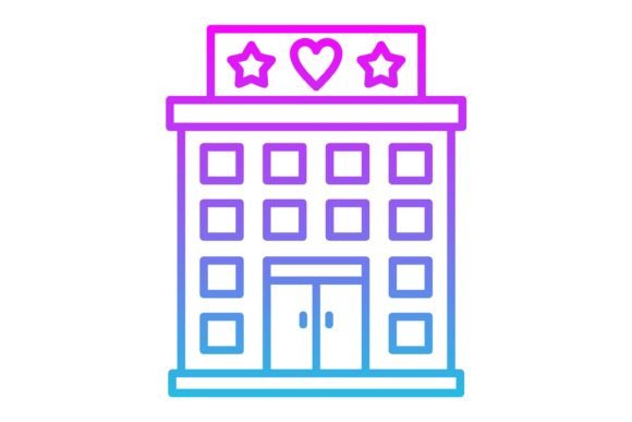 Hotel Line Gradient Icon: A Modern Design Asset