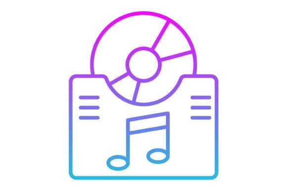 Music Album Line Gradient Icon: A Modern Design Asset