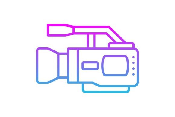 Video Camera Line Gradient Icon: A Modern Visual Asset
