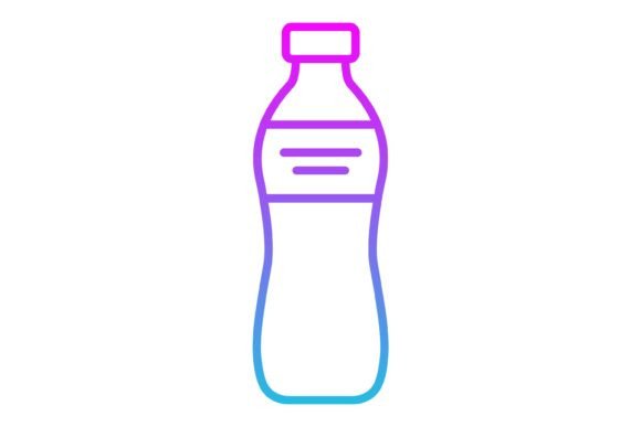 Water Bottle Line Gradient Icon: Versatile Vector Design Asset
